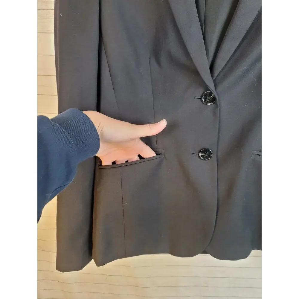 J. CREW WOOL BLEND 2 BUTTON BLAZER IN BLACK, SZ 2